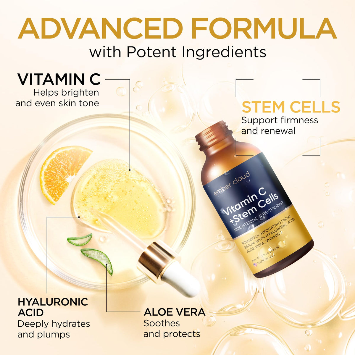 Ember Cloud Vitamin C Serum with ingredients list