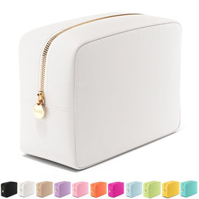 Embla Large Makeup Bag front view in white