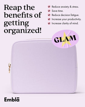 Embla Large Makeup Bag Lavender packaging