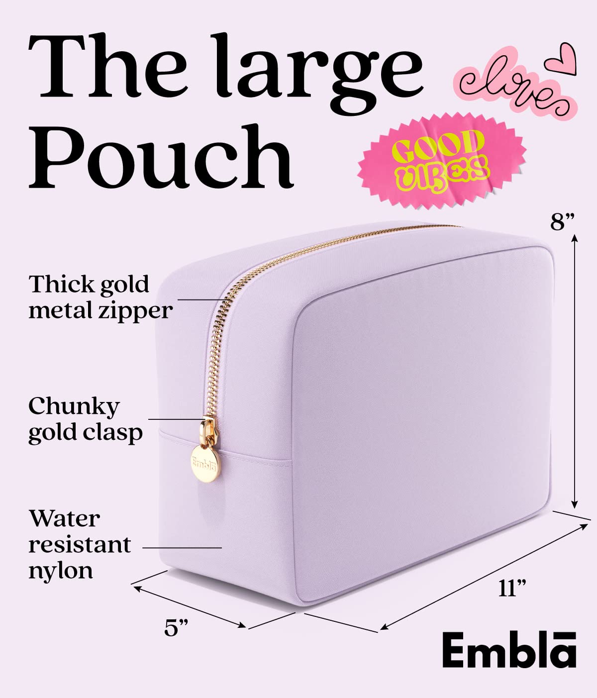 Embla Large Makeup Bag Lavender side view
