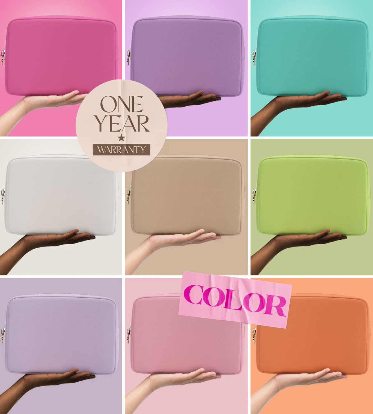 Embla Large Makeup Bag showing interior compartments