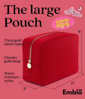 Embla Large Makeup Bag showing waterproof material