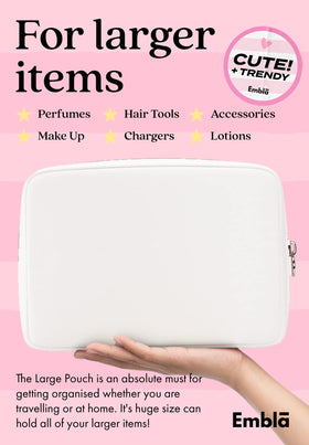 Embla Large Makeup Bag side view with zipper