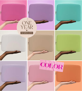 Embla Large Makeup Bag styled as a clutch handbag