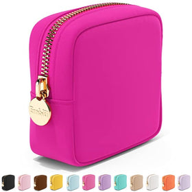 Embla Makeup Bag front view in fuchsia with zipper
