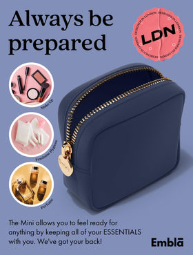 Embla Makeup Bag Sapphire in lifestyle setting
