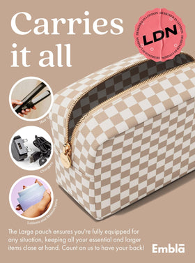 Embla Makeup Bag side view with chunky zipper
