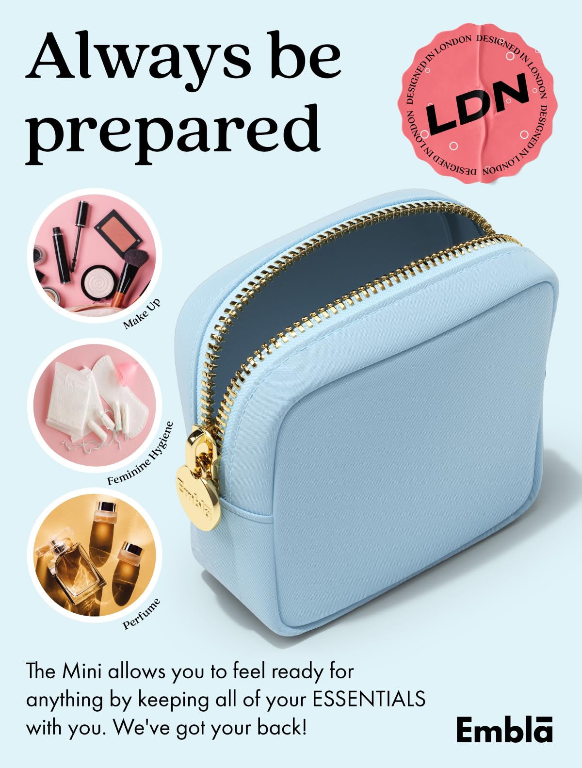 Embla Small Makeup Bag in a purse