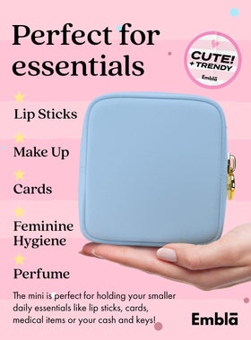 Embla Small Makeup Bag inside view with cosmetics