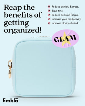 Embla Small Makeup Bag with feminine hygiene products