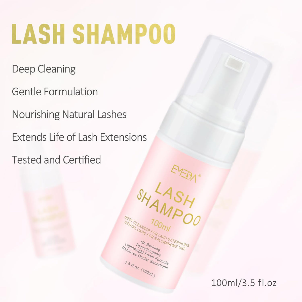 EMEDA Lash Shampoo Kit 150ml foam bottle with brush