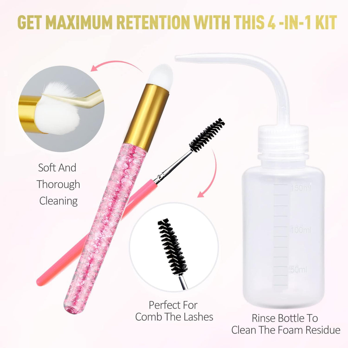 EMEDA Lash Shampoo Kit in use with a model