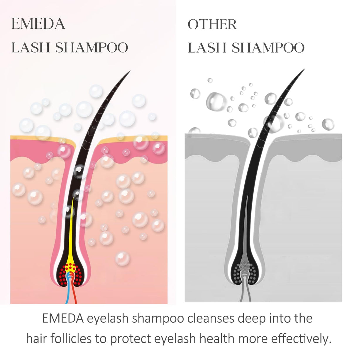 EMEDA Lash Shampoo Kit packaging with product details