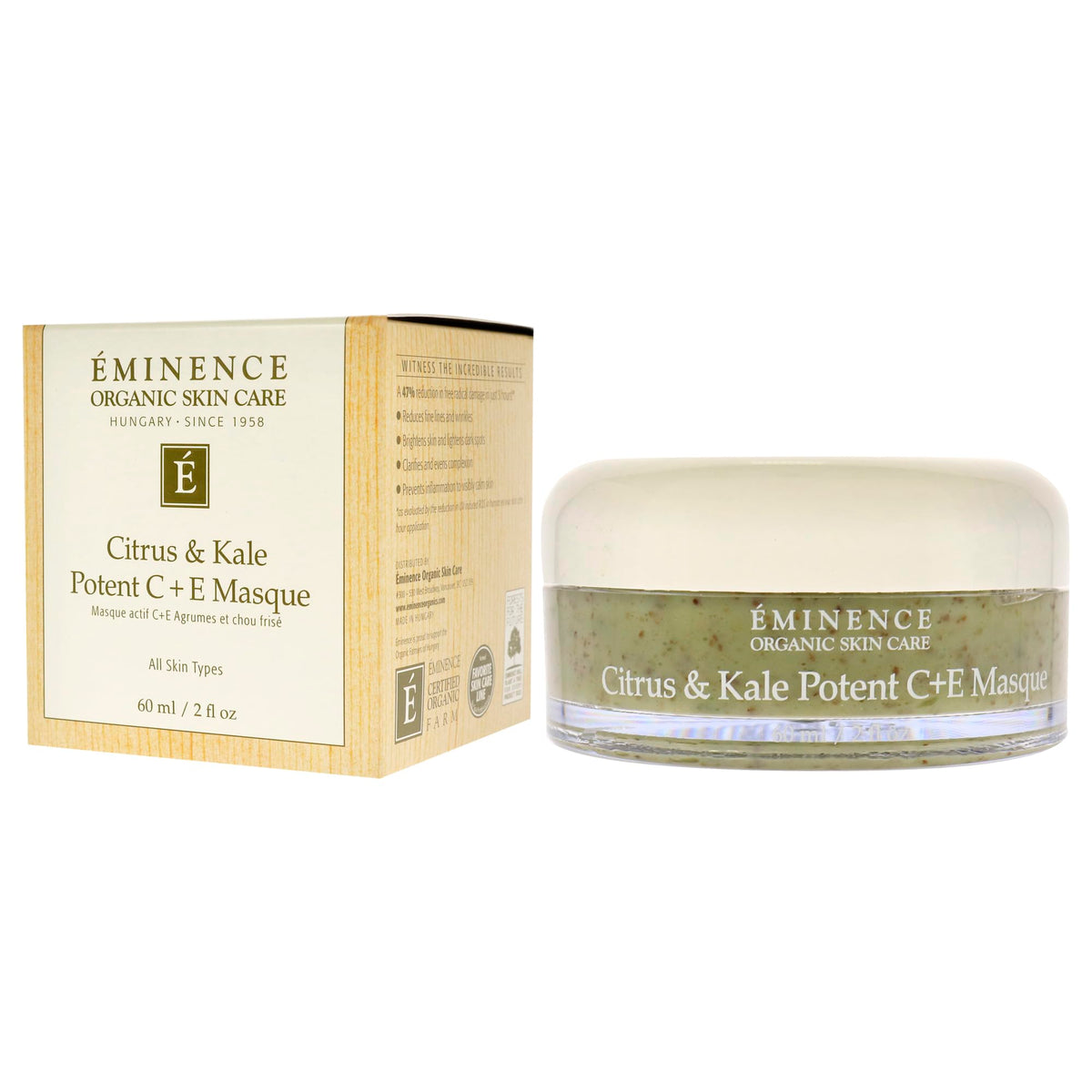 Eminence Citrus & Kale Masque applied on skin
