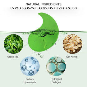 Enaskin Naturals Green Tea Under Eye Patches displayed on a bathroom counter