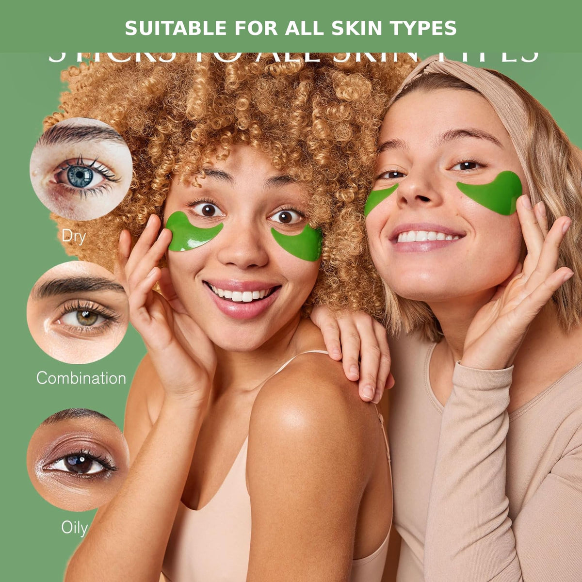 Enaskin Naturals Green Tea Under Eye Patches with fresh green tea leaves