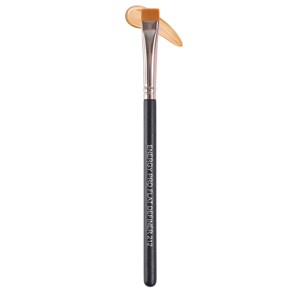 ENERGY Flat Definer Makeup Brush 212 front view with glitter black handle