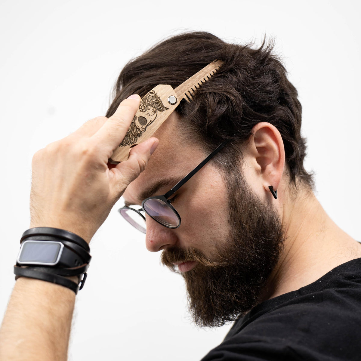 Enjoy The Wood Beard Comb displayed on a wooden surface