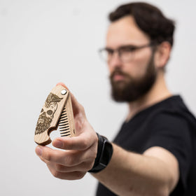 Enjoy The Wood Beard Comb folded in walnut wood