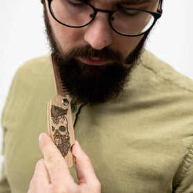 Enjoy The Wood Beard Comb open view highlighting the teeth