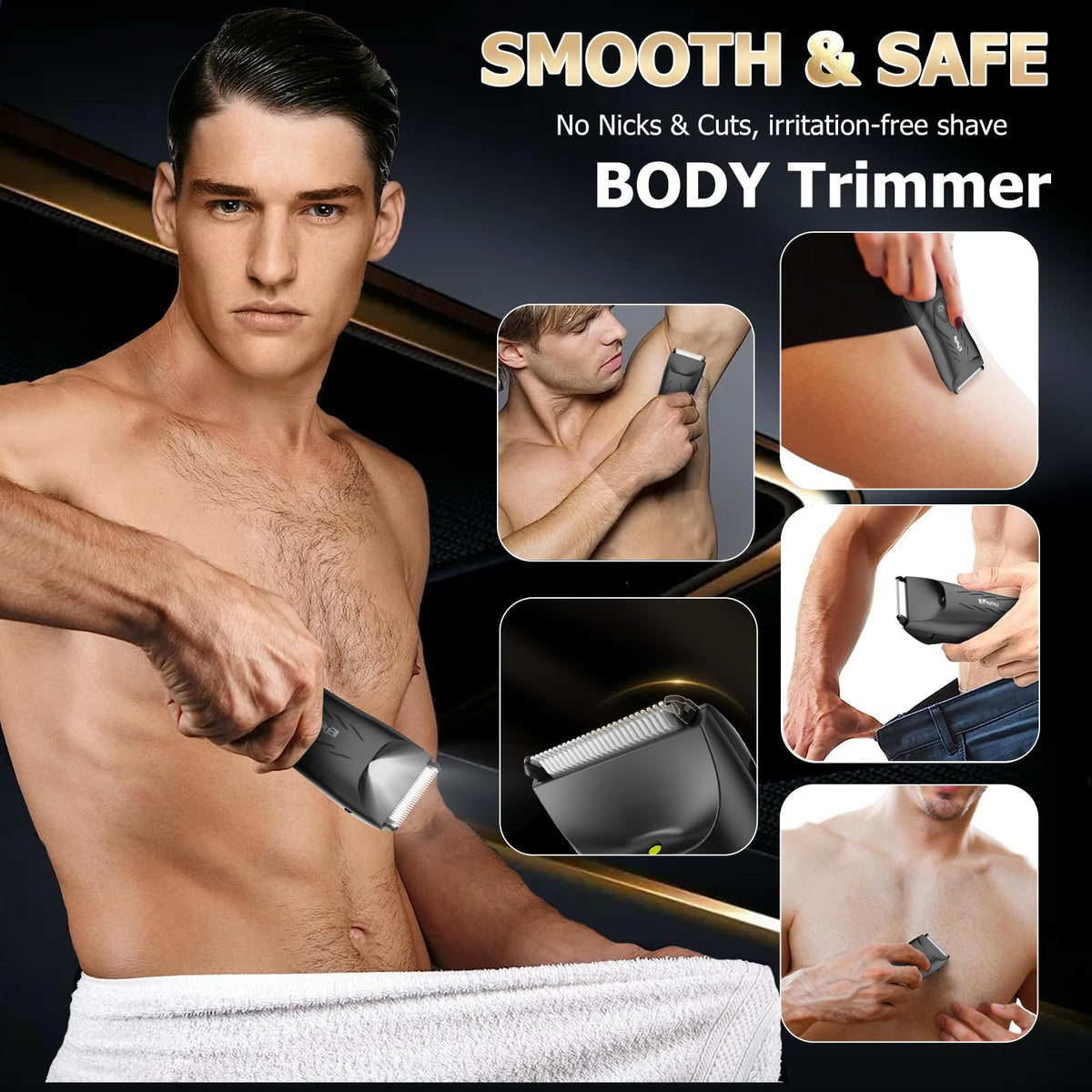 ENSSU Body Hair Trimmer side view showing safety blade