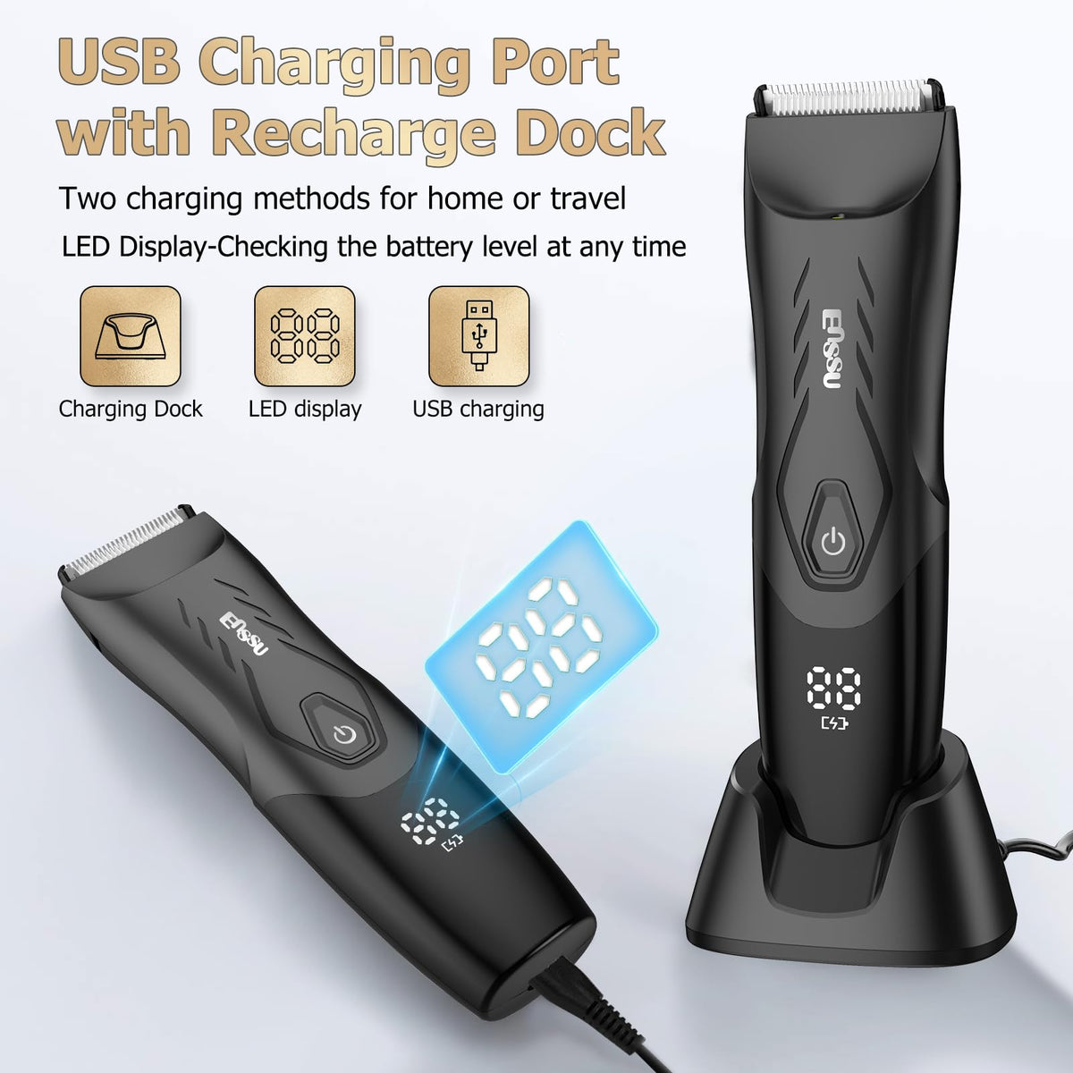 ENSSU Body Hair Trimmer with three guards for different lengths