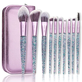 ENZO K Glitter Makeup Brushes Set front view with case
