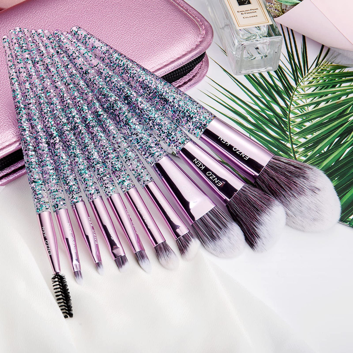 ENZO K makeup brush set in use applying makeup