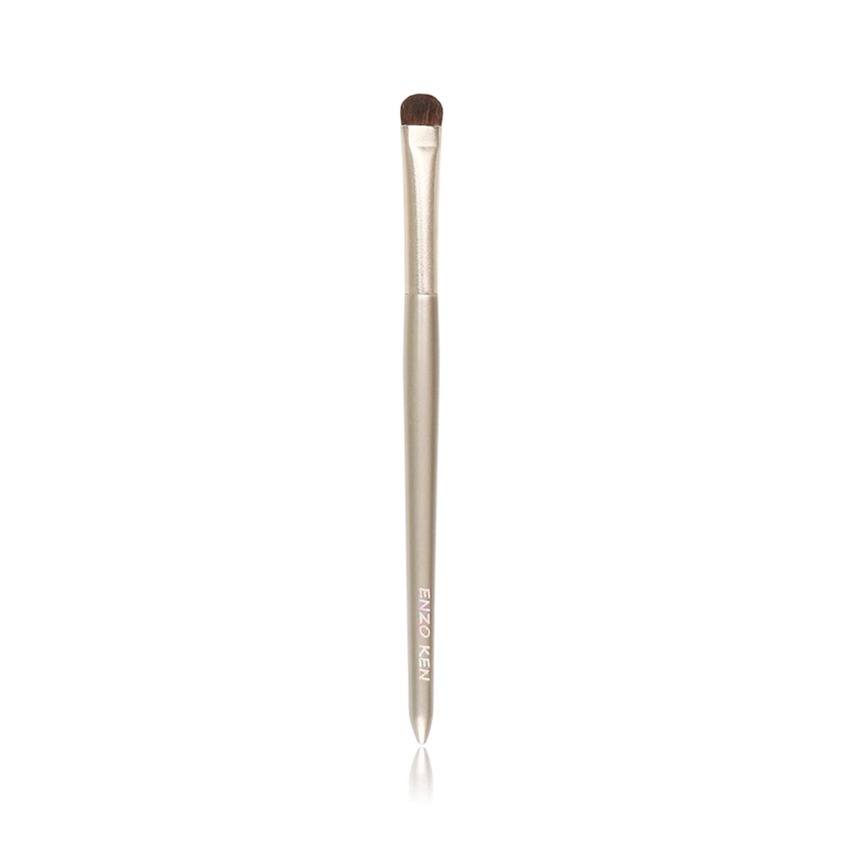 ENZO KEN Natural Pony Hair Eye Shadow Brush front view with gold ferrule