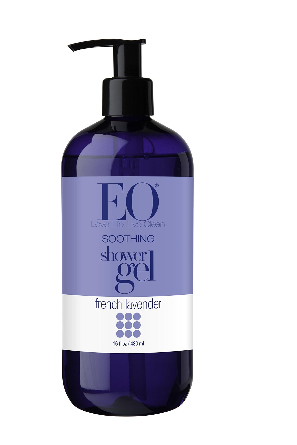EO Shower Gel French Lavender 16 Ounce bottle front view