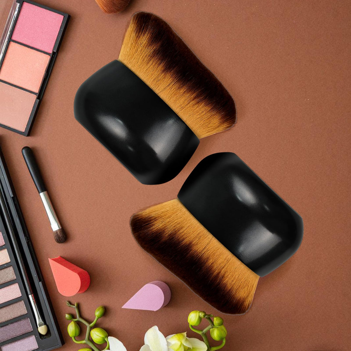 EOICCEOH Extra Large Kabuki Brush on a makeup table