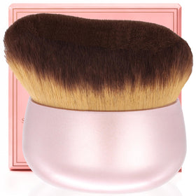 EOICCEOH Extra Large Kabuki Makeup Brush front view with pink gold handle