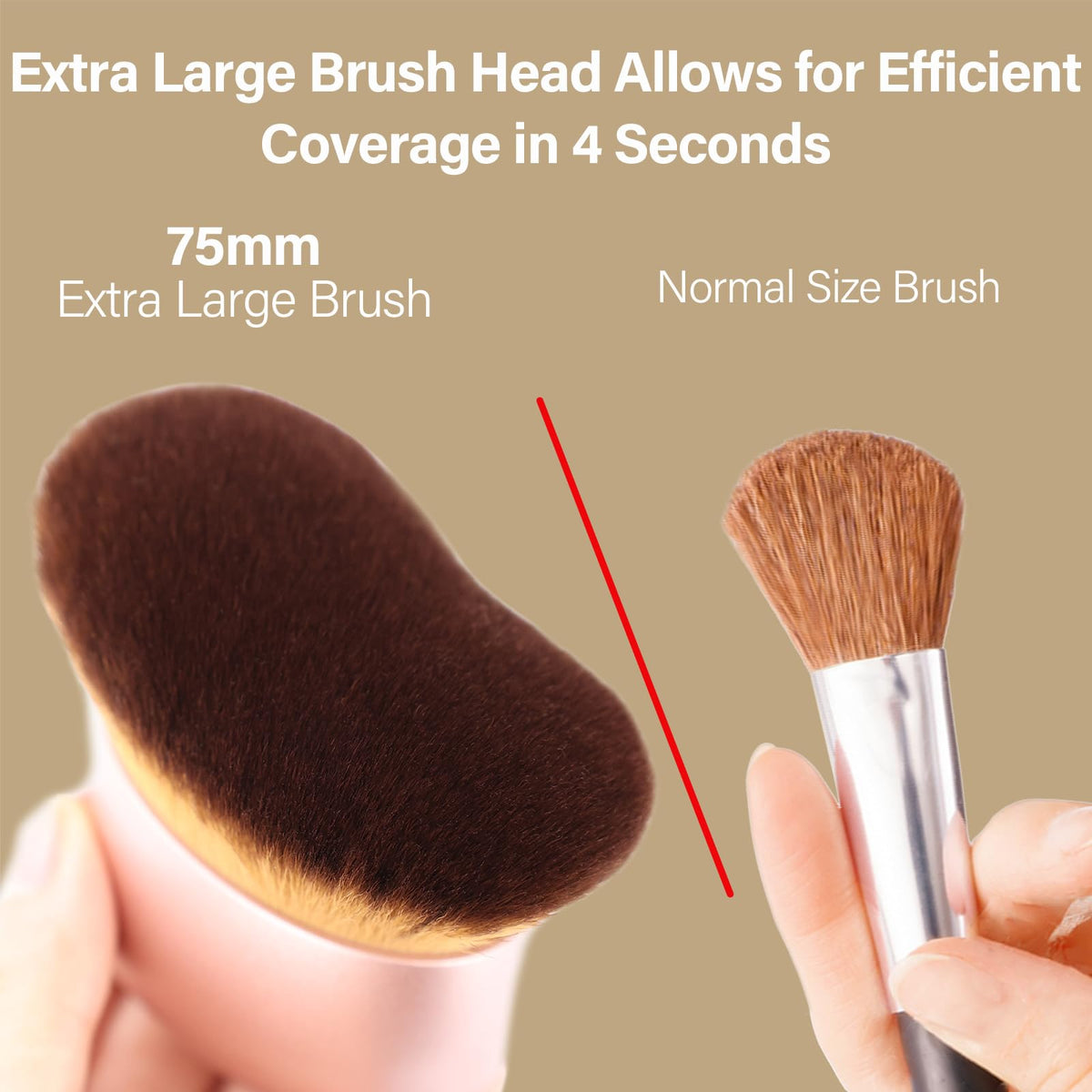 EOICCEOH Extra Large Kabuki Makeup Brush in hand for scale