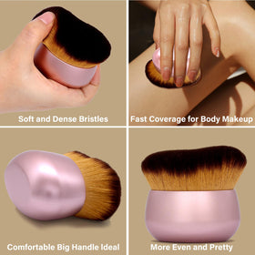 EOICCEOH Extra Large Kabuki Makeup Brush on a vanity with makeup products