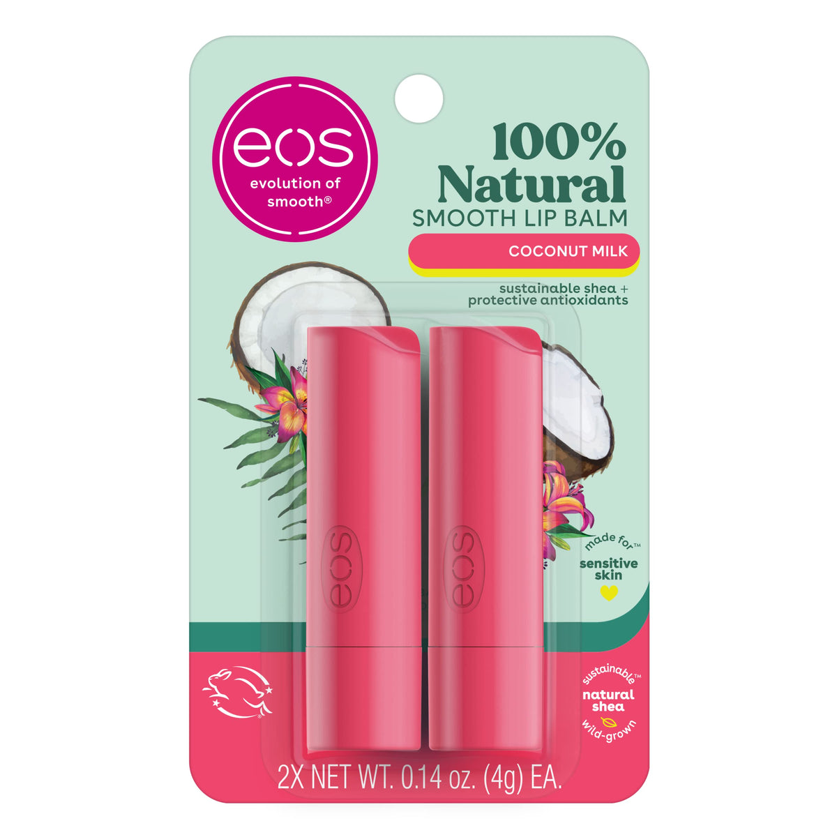 eos 100% Natural Lip Balm Coconut Milk front view packaging