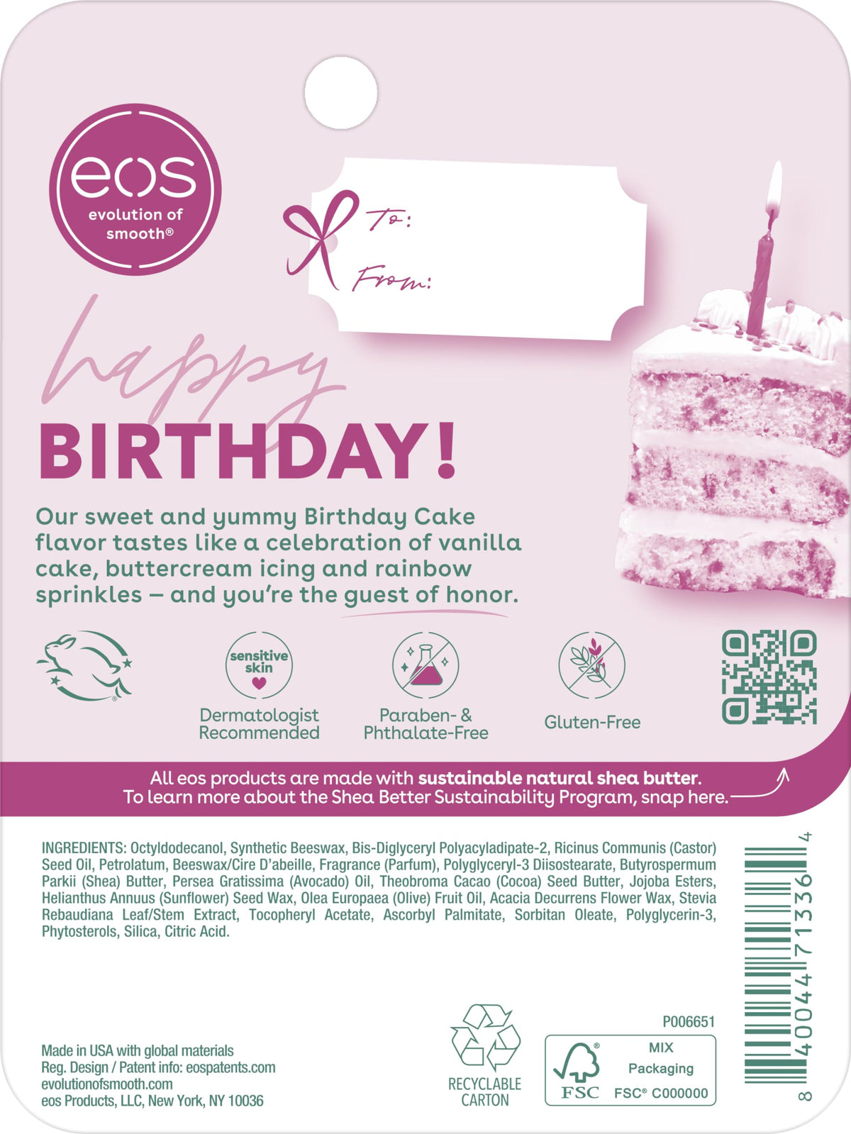 eos 24H Moisture Super Balm Birthday Cake close-up