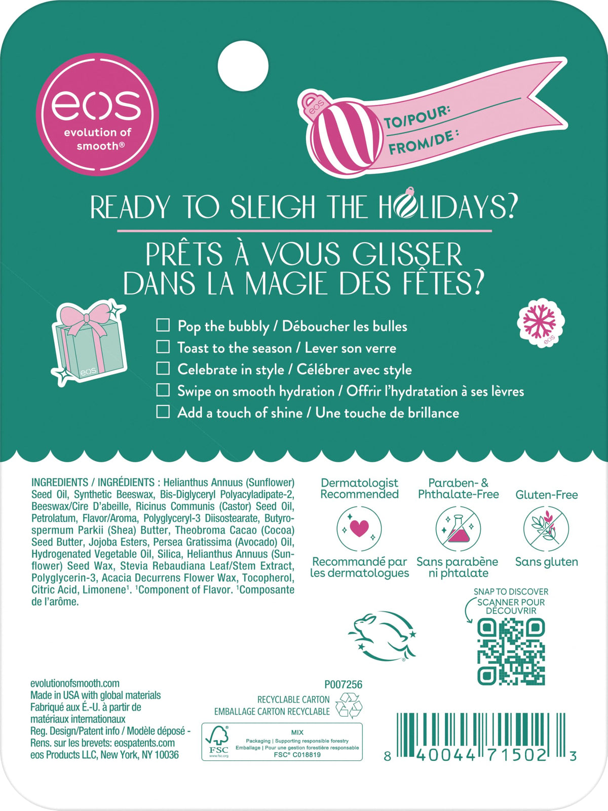 eos Candy Cane Swirl flavour balm close-up