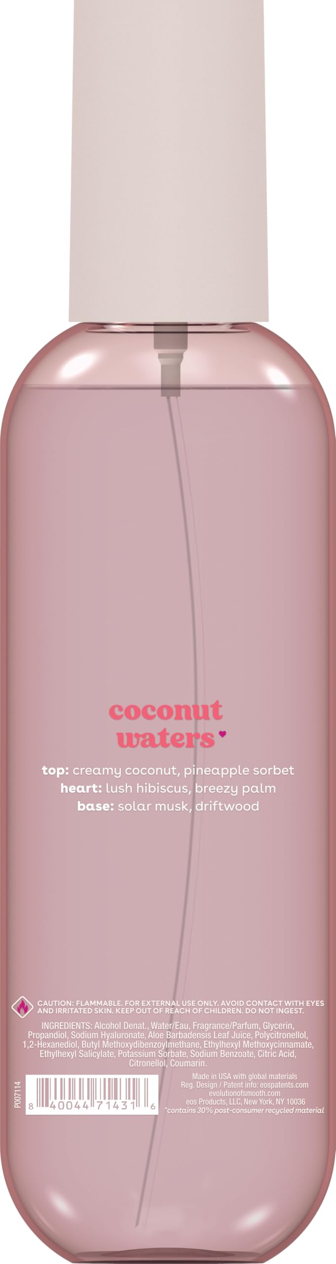 eos Cashmere Body Mist Coconut Waters close-up of spray nozzle