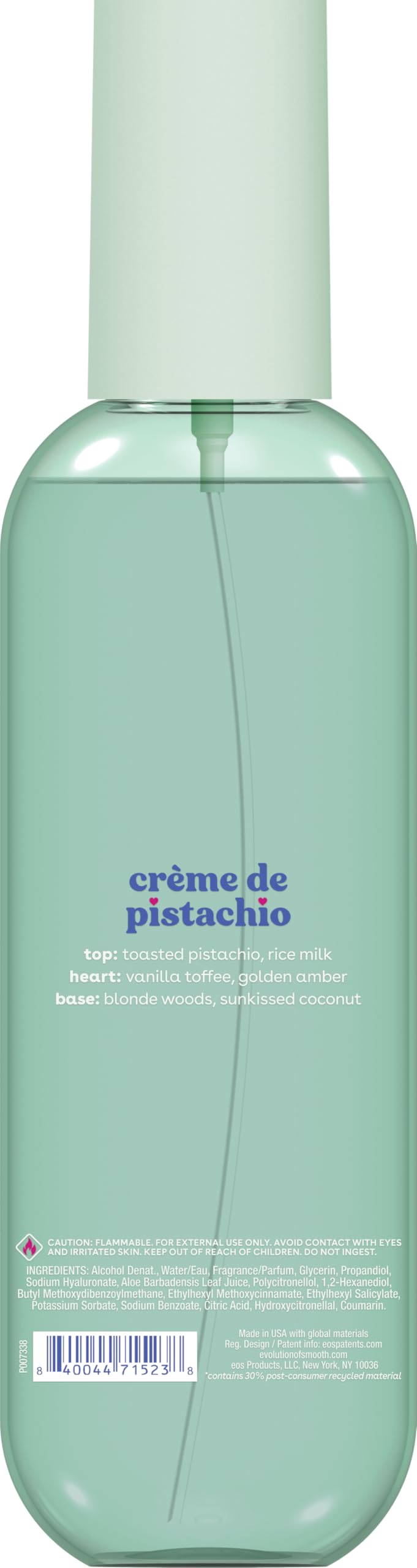 eos Cashmere Body Mist Crème de Pistachio misting application