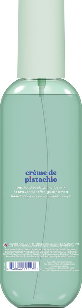eos Cashmere Body Mist Crème de Pistachio misting application