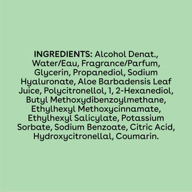 eos Cashmere Body Mist Crème de Pistachio packaging details