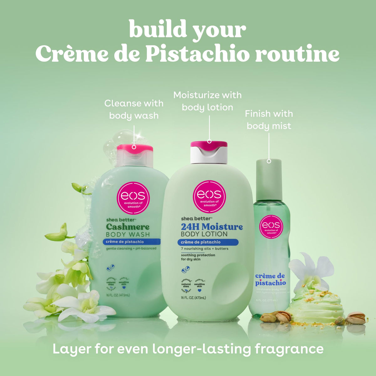 eos Cashmere Body Mist Crème de Pistachio side view
