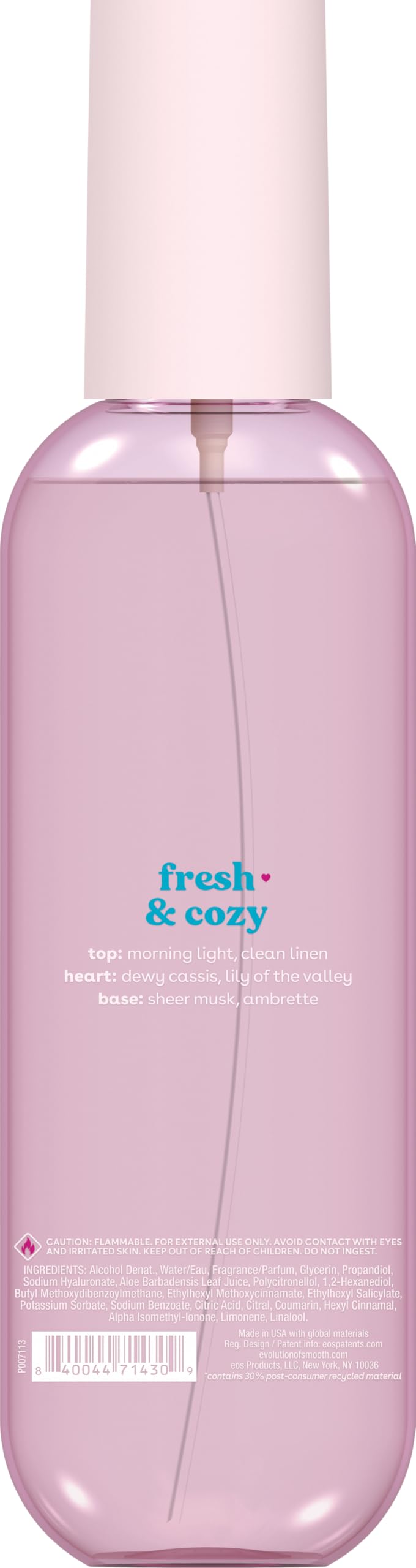 eos Cashmere Body Mist Fresh & Cozy packaging details