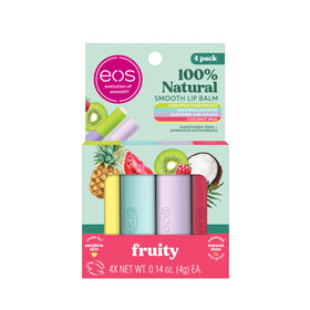 eos Natural Lip Balm Pack featuring Coconut Milk, Pineapple Passionfruit, Watermelon Frosé, Raspberry Kiwi Splash