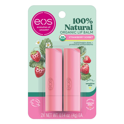 eos Strawberry Sorbet Lip Balm Sticks front view packaging