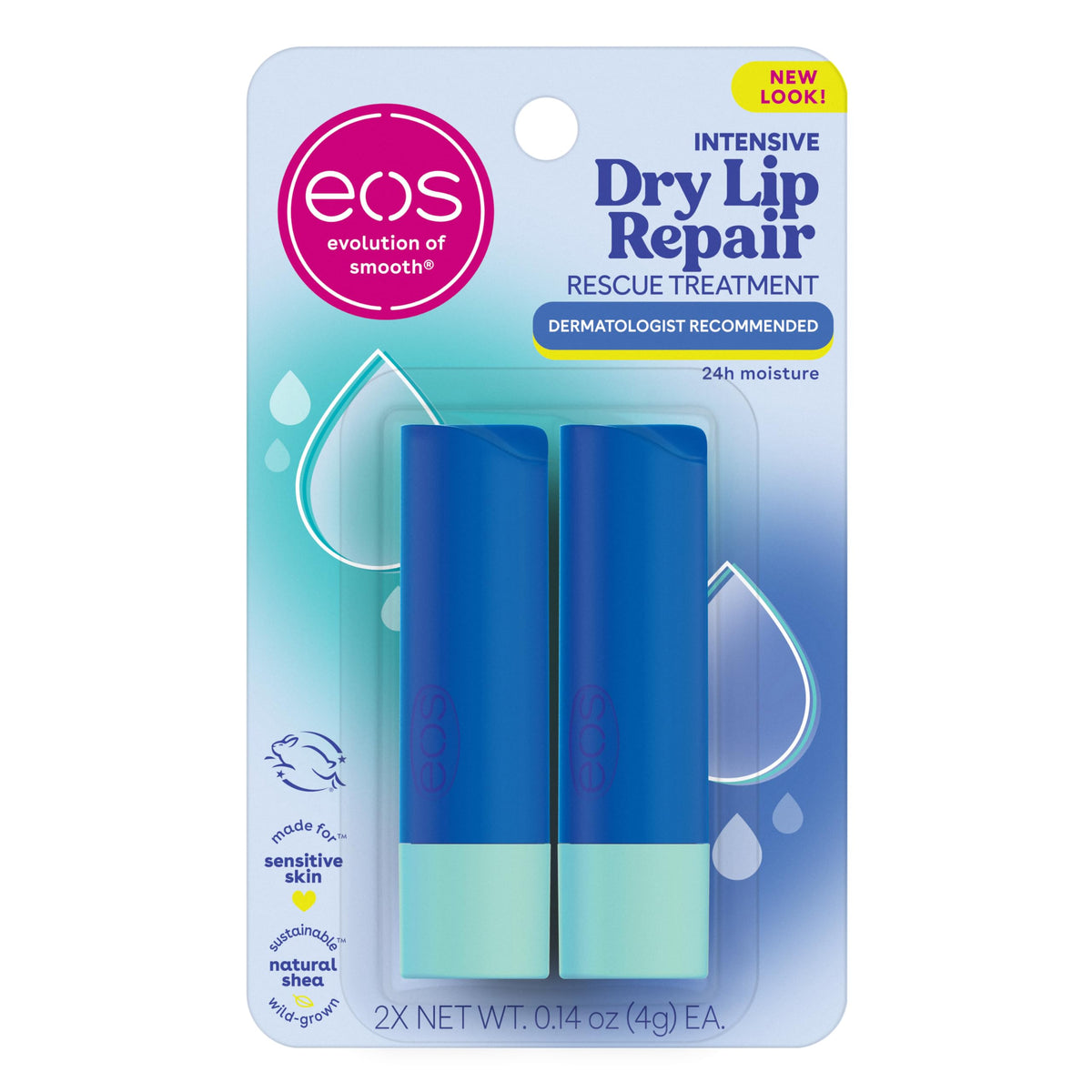 eos The Hero Lip Repair front view with strawberry flavour packaging