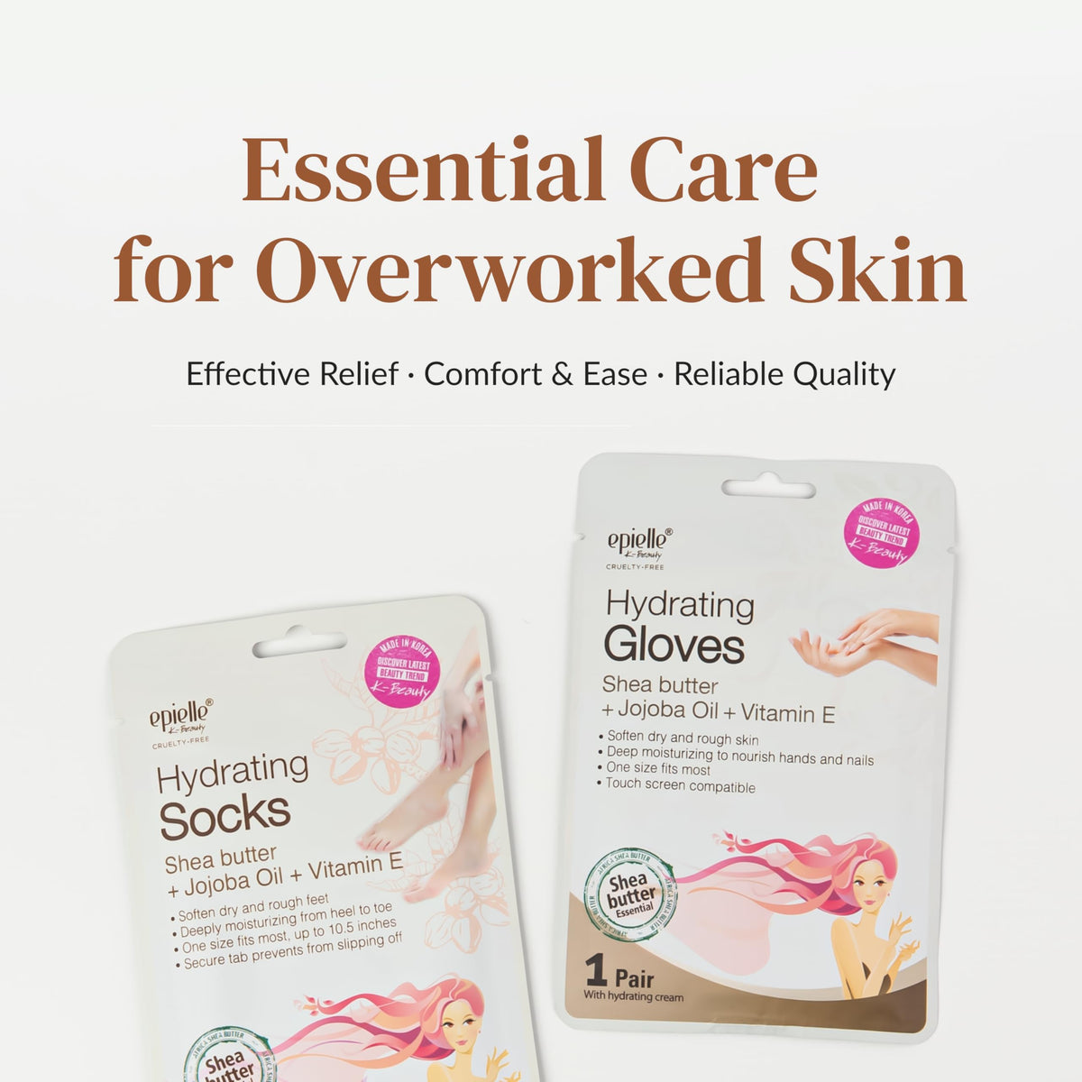 Epielle Hydrating Foot Mask showing secure adhesive tabs