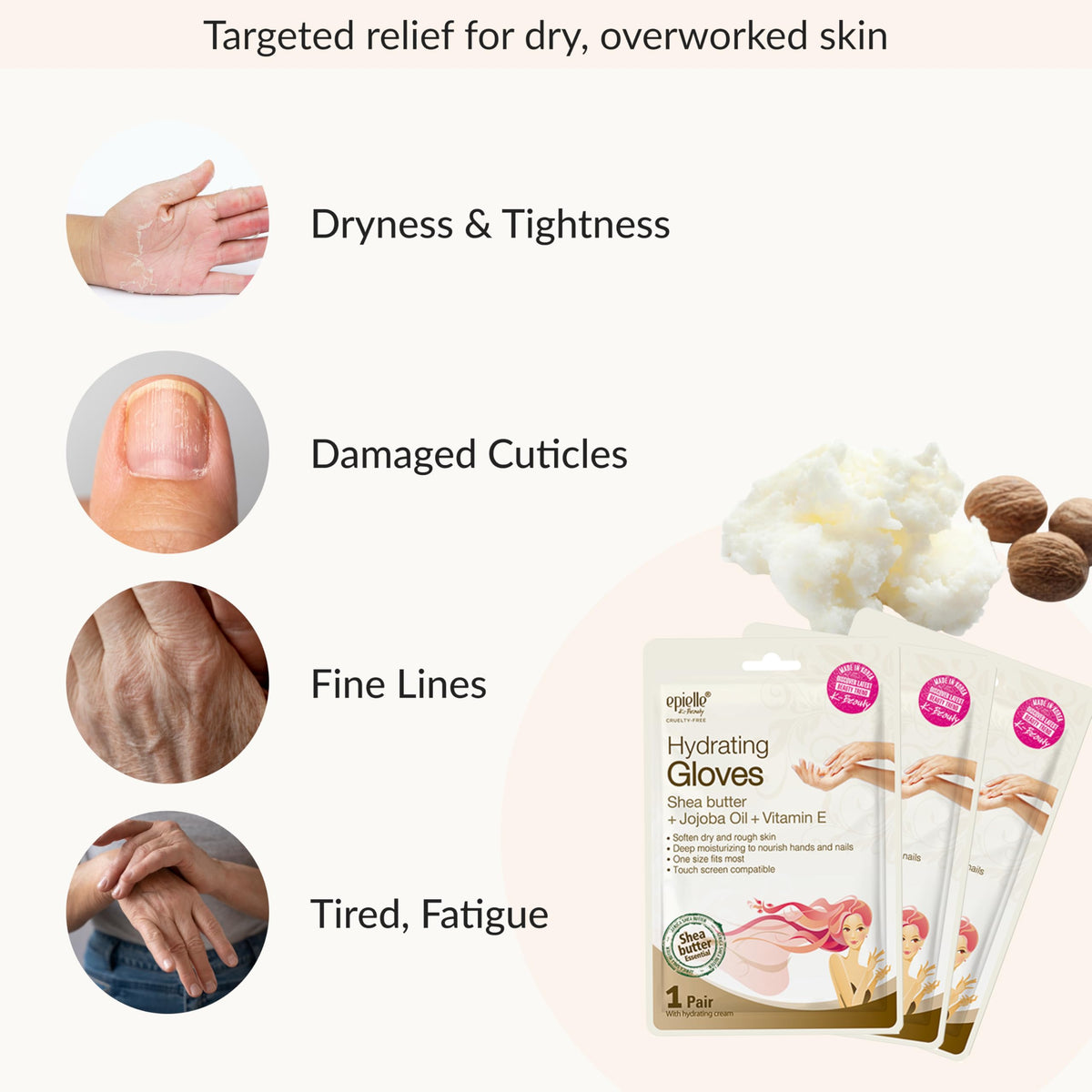 Epielle Hydrating Hand Mask gloves being worn