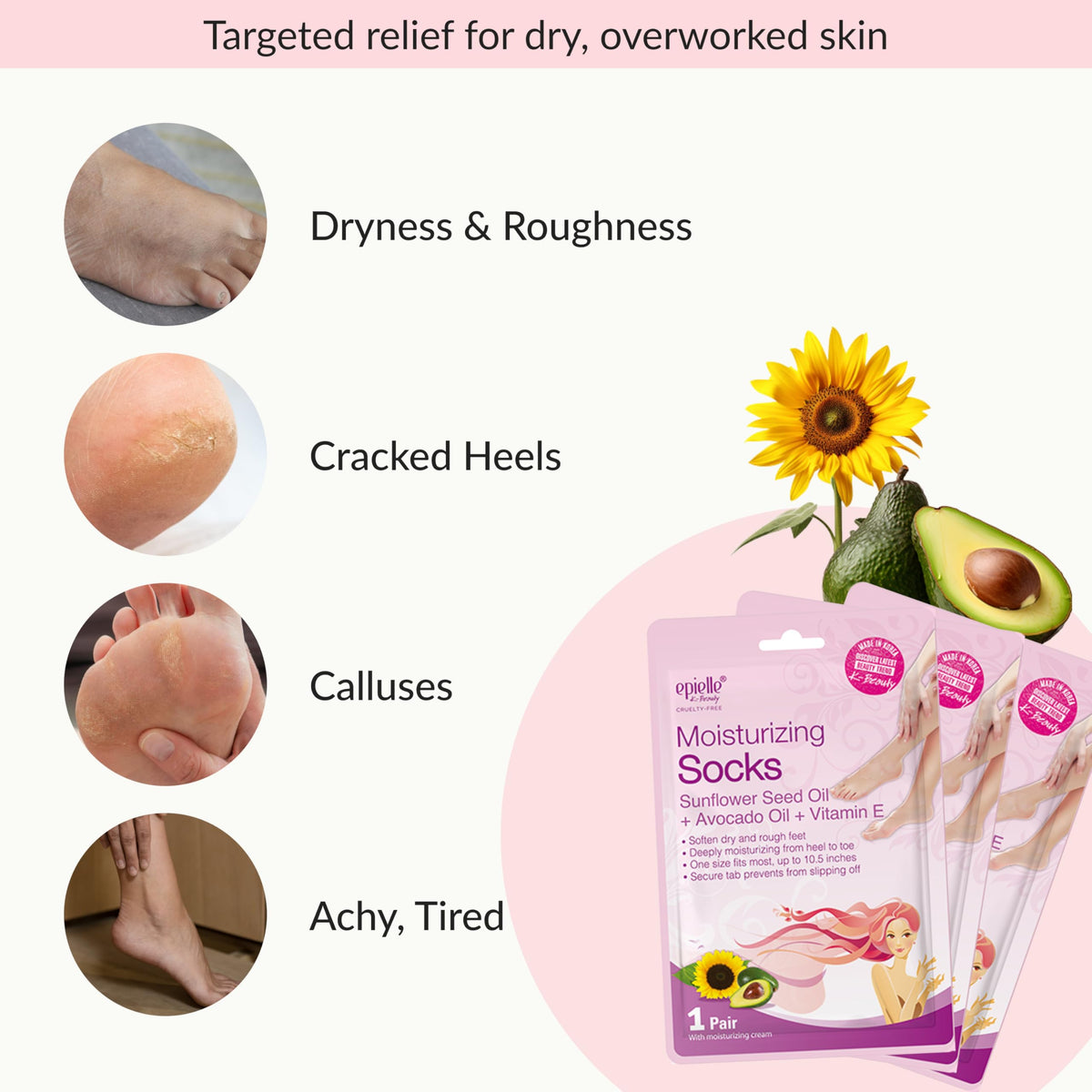 Epielle Moisturizing Foot Mask in use on feet