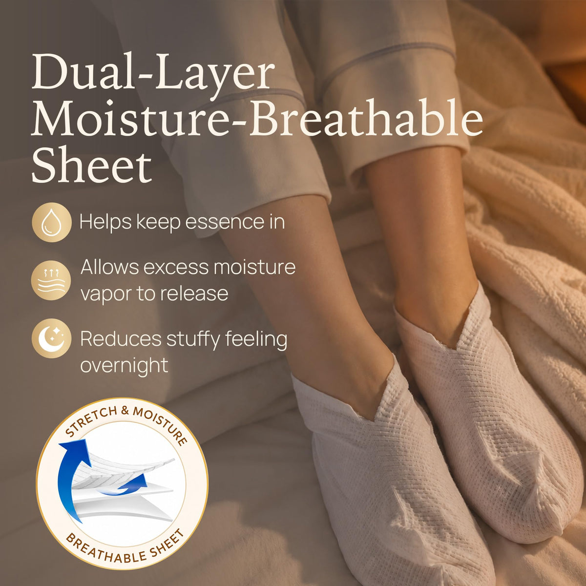 Epielle TruWrap Fit Overnight Foot Mask showing dual-layer sheet
